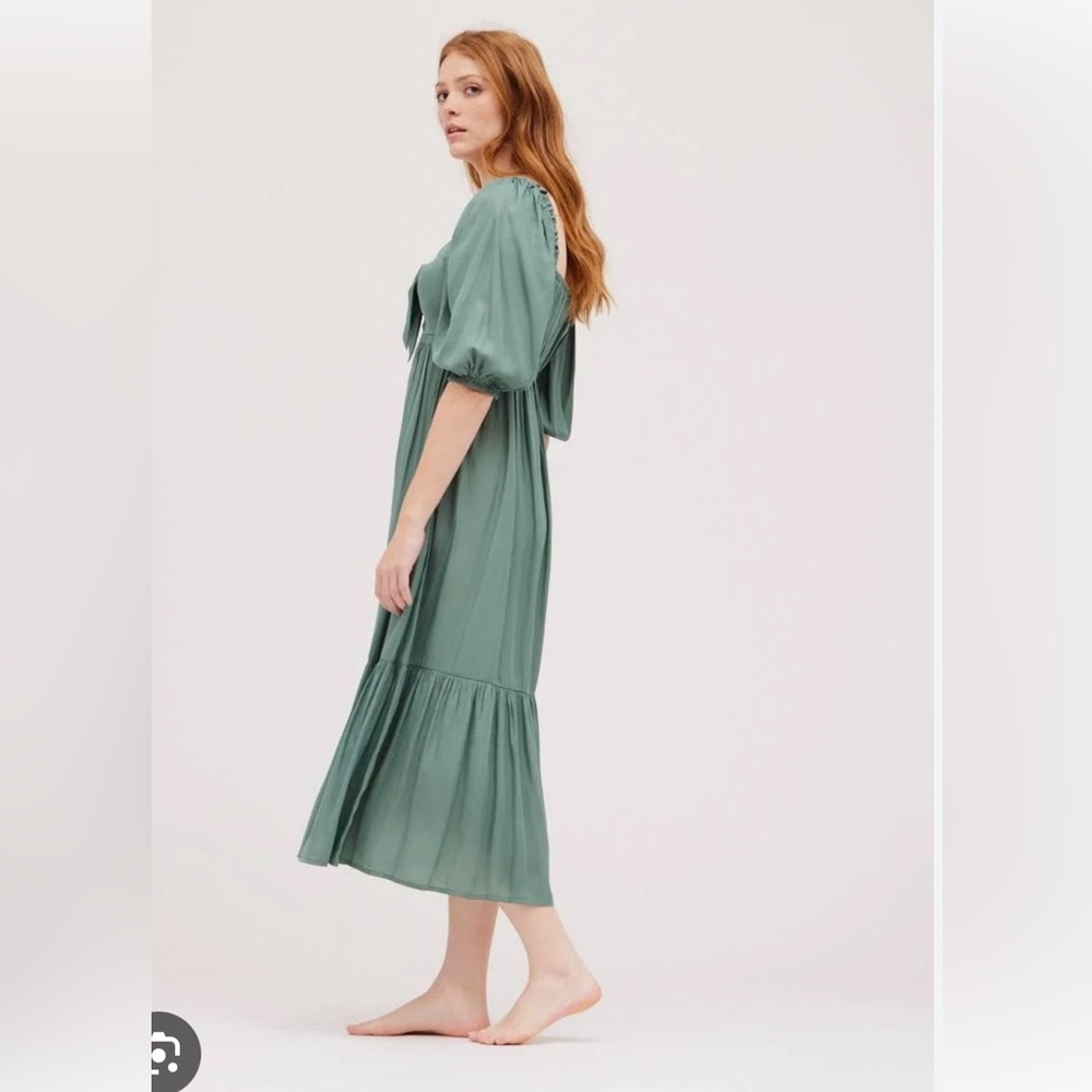 Sam Front Tie satin Dress in Lagoon - Picture 4 of 13